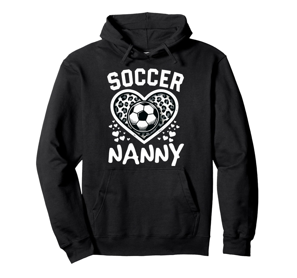 Soccer Nanny Leopard Heart Nanny Soccer Hoodie - Graphic Print Unisex - T-Shirt, Sweatshirt, Hoodie