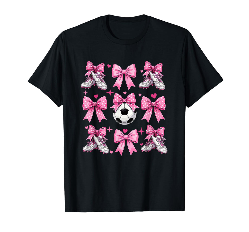Womens Soccer Coquette Bow Ball Funny Gift T-Shirt - Trendy Graphic Unisex - T-Shirt, Sweatshirt, Hoodie