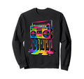 Dripping Paint Boombox Old School Sweatshirt - Unique Graphic Men Women - T-Shirt, Sweatshirt, Hoodie