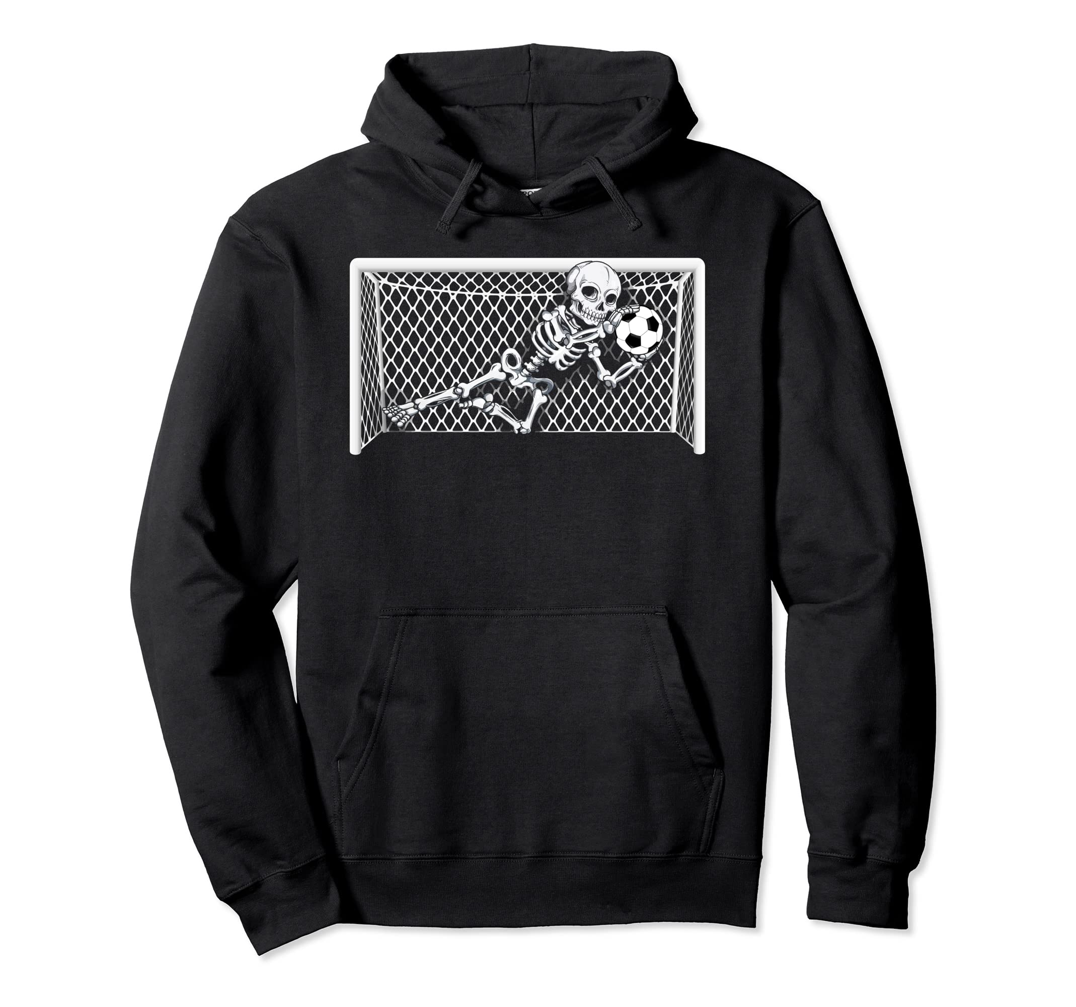 Skeleton Soccer Goal Keeper Halloween Hoodie - Graphic Print Men Women - T-Shirt, Sweatshirt, Hoodie
