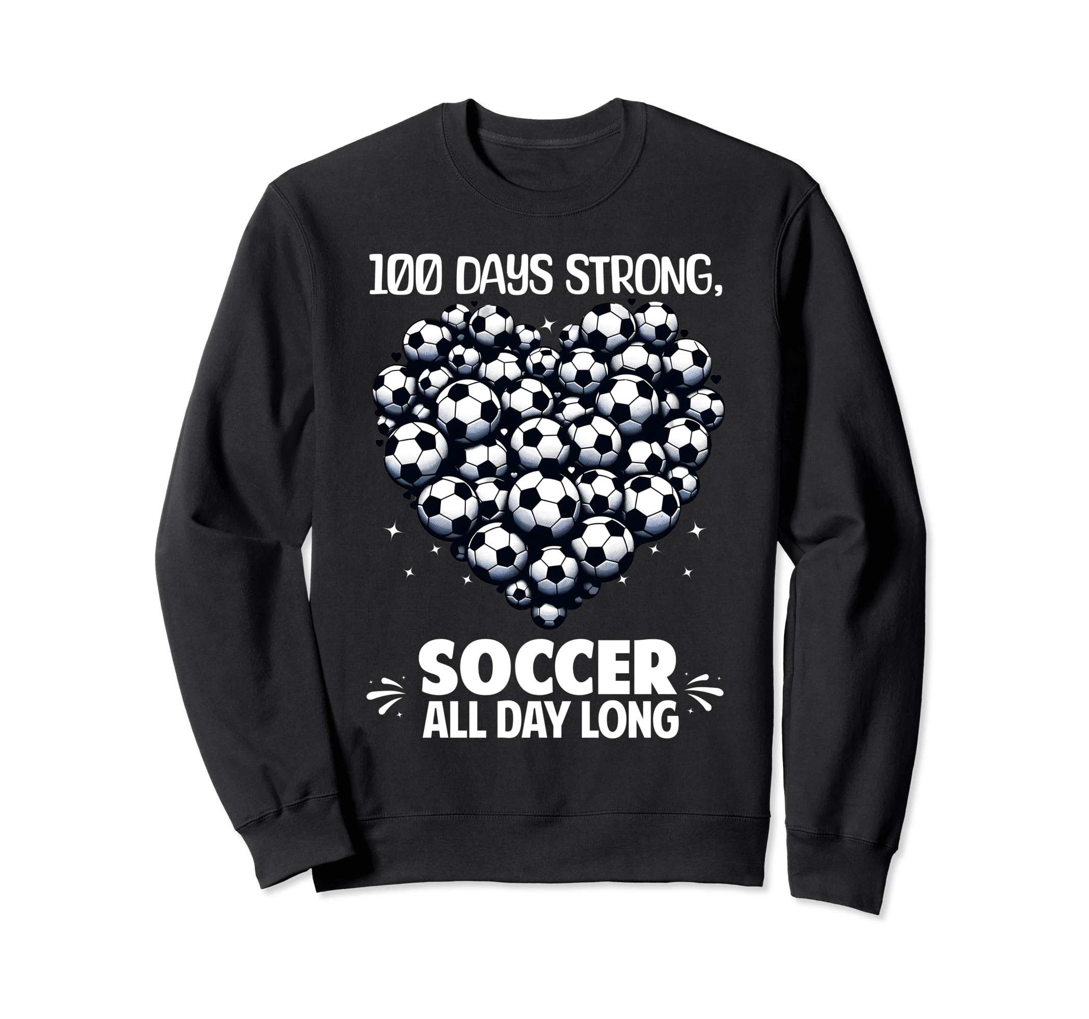 100 Days School Soccer Heart Love Sweatshirt - Minimalist Print for Adults - T-Shirt, Sweatshirt, Hoodie