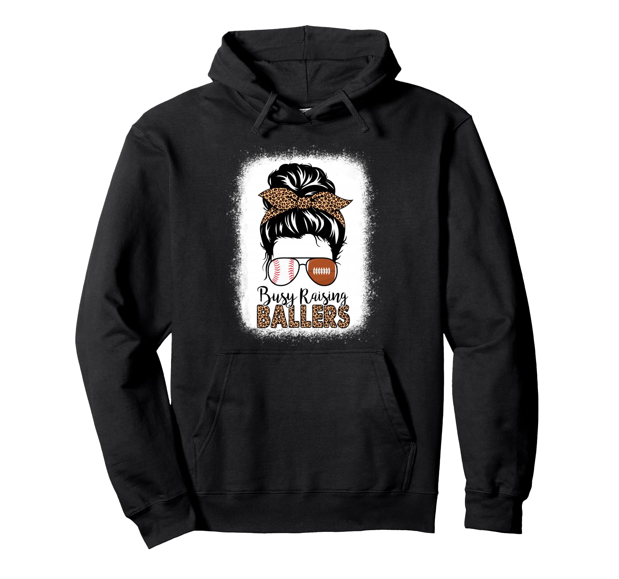 Baseball Football Mom Messy Bun Busy Hoodie - Casual Everyday Wear Unisex - T-Shirt, Sweatshirt, Hoodie