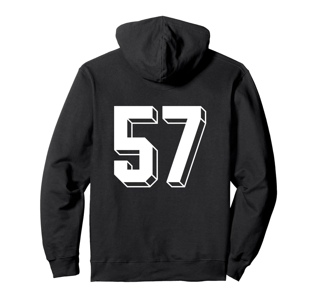 Number 57 Backside 80S 90S Team Jersey Hoodie - Unique Graphic Unisex - T-Shirt, Sweatshirt, Hoodie