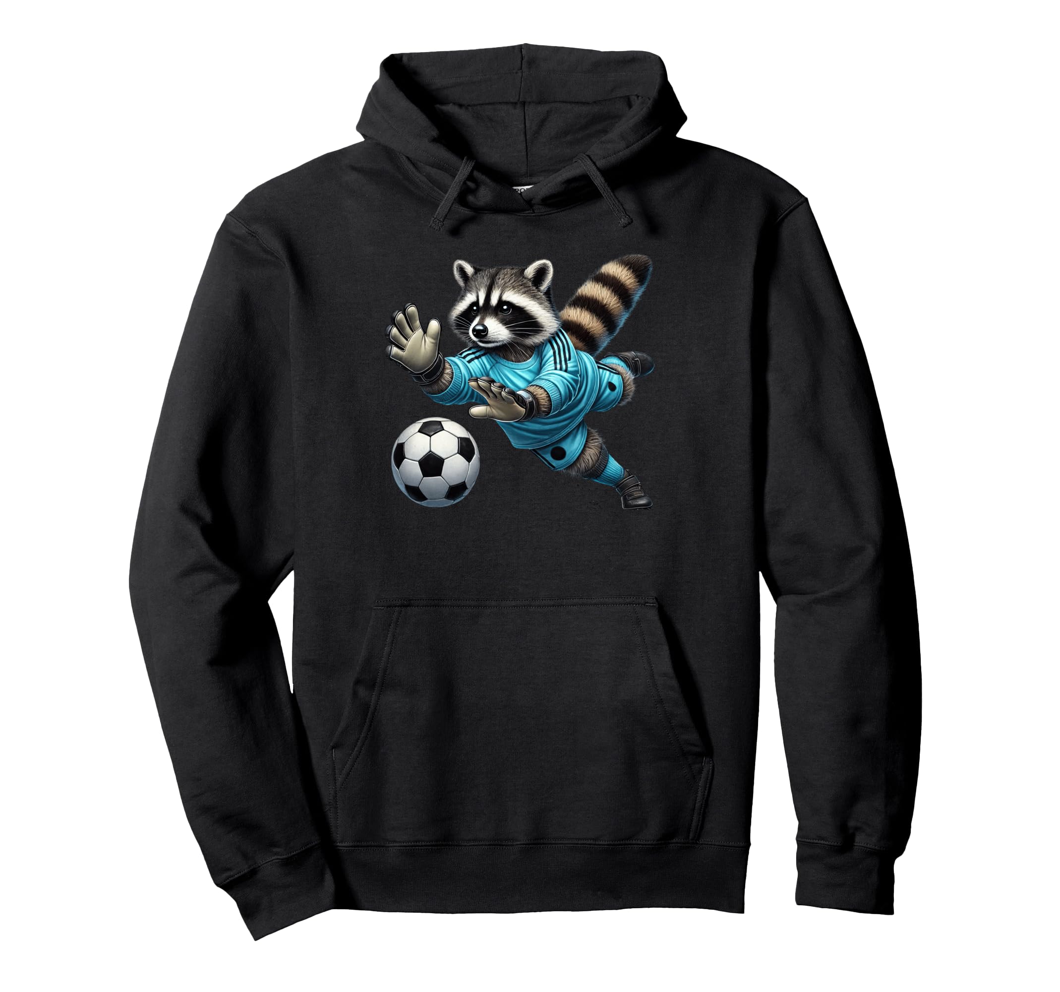 Raccoon Soccer Goalie Diving Save Hoodie - Trendy Graphic Men Women - T-Shirt, Sweatshirt, Hoodie