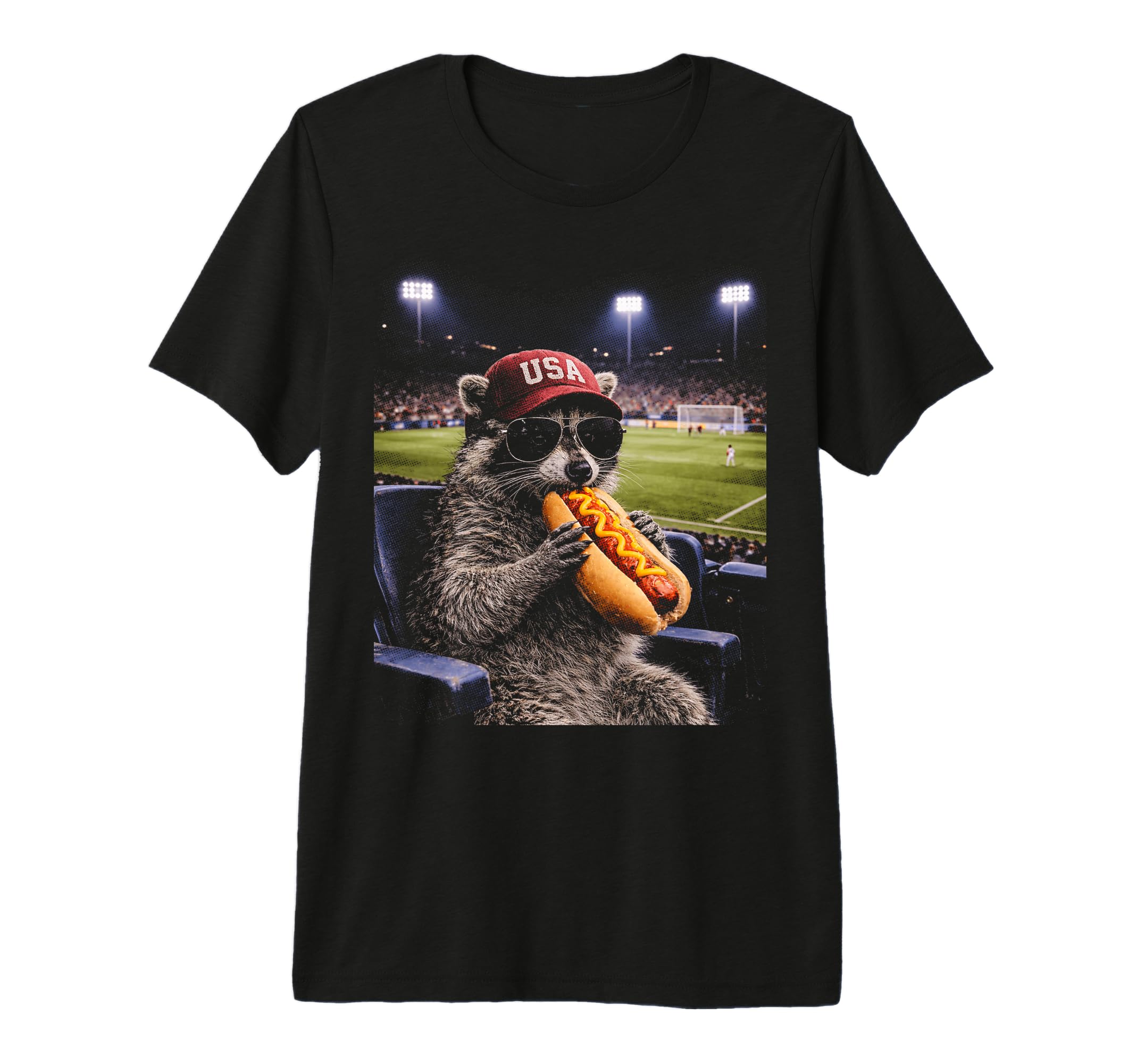 Funny Patriotic Raccoon Eating Hot T-Shirt - Fun Novelty Design for Adults - T-Shirt, Sweatshirt, Hoodie