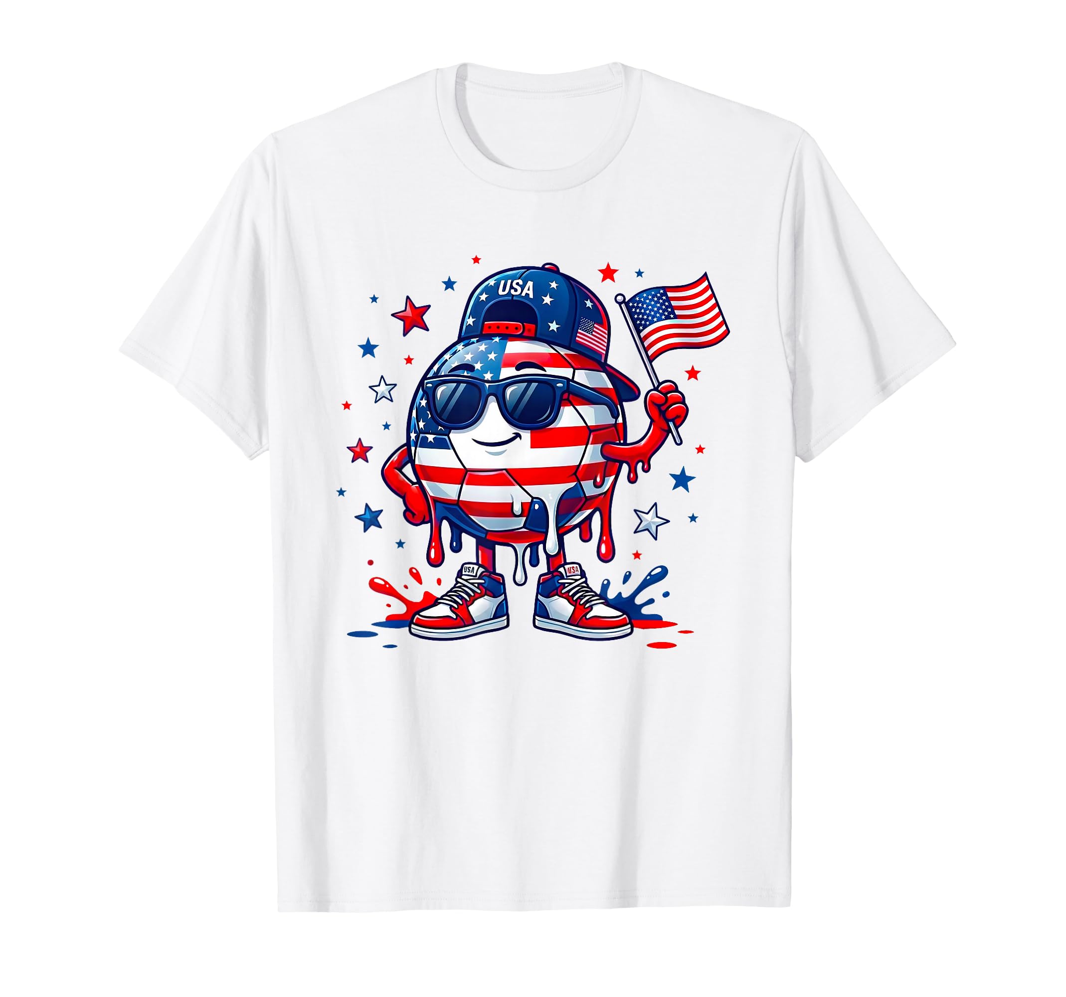 Patriotic Soccer Ball 4Th July Drip T-Shirt - Custom Art Print for Adults - T-Shirt, Sweatshirt, Hoodie
