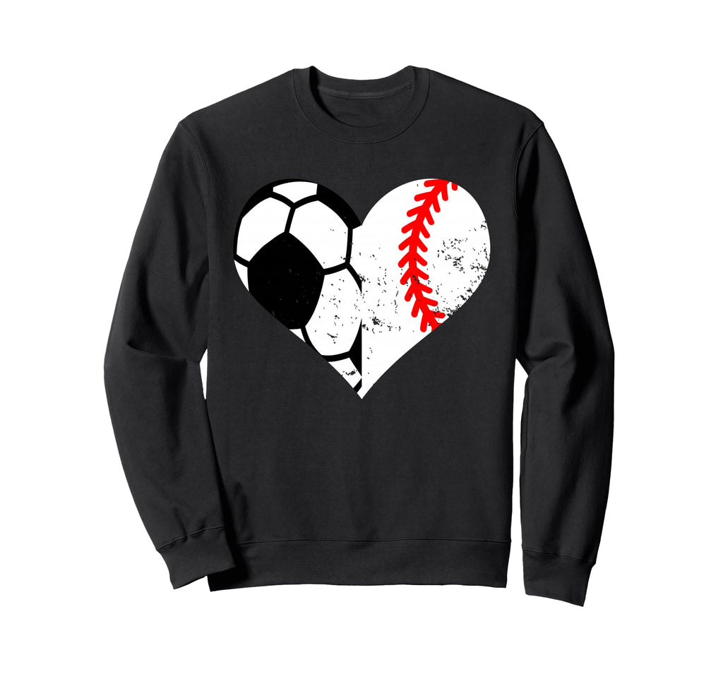 Soccer Baseball Heart Funny Soccer Sweatshirt - Unique Graphic Unisex - T-Shirt, Sweatshirt, Hoodie