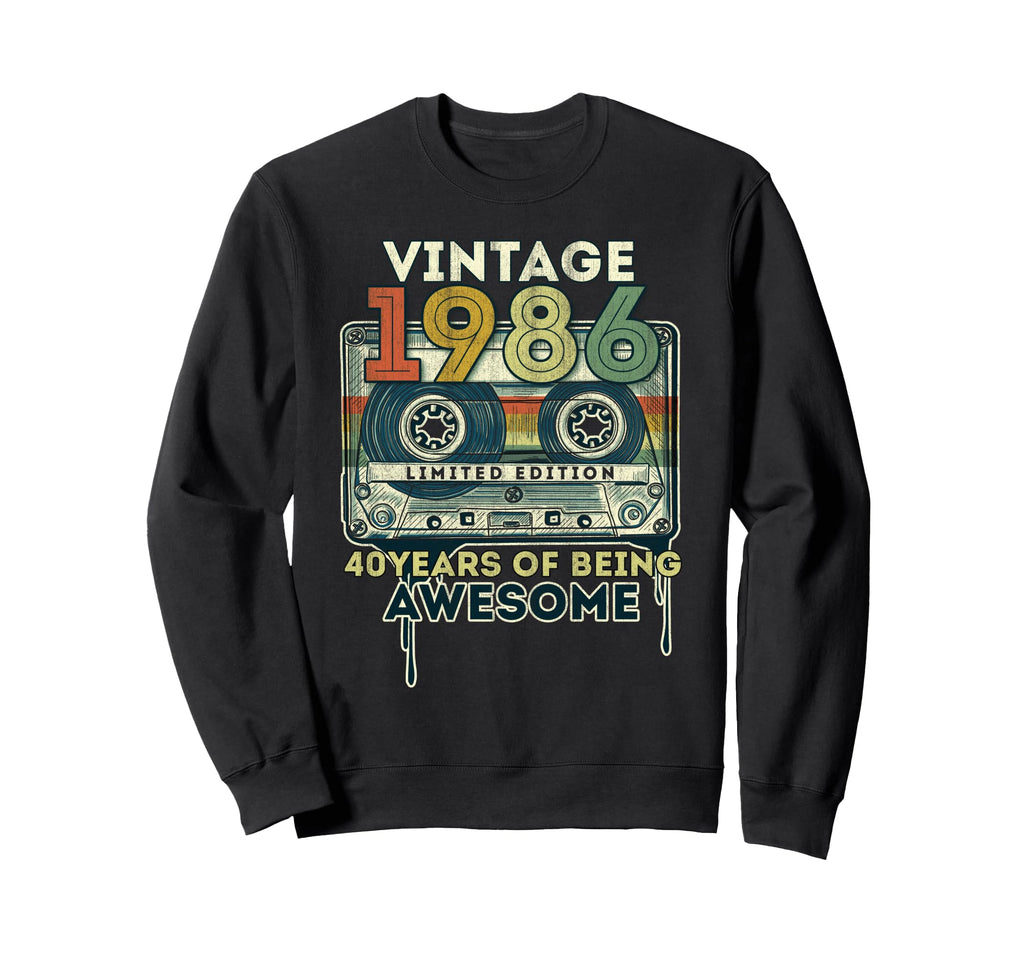 40 Years Old Gifts 1986 Cassette Tape Sweatshirt - Graphic Print Unisex - T-Shirt, Sweatshirt, Hoodie