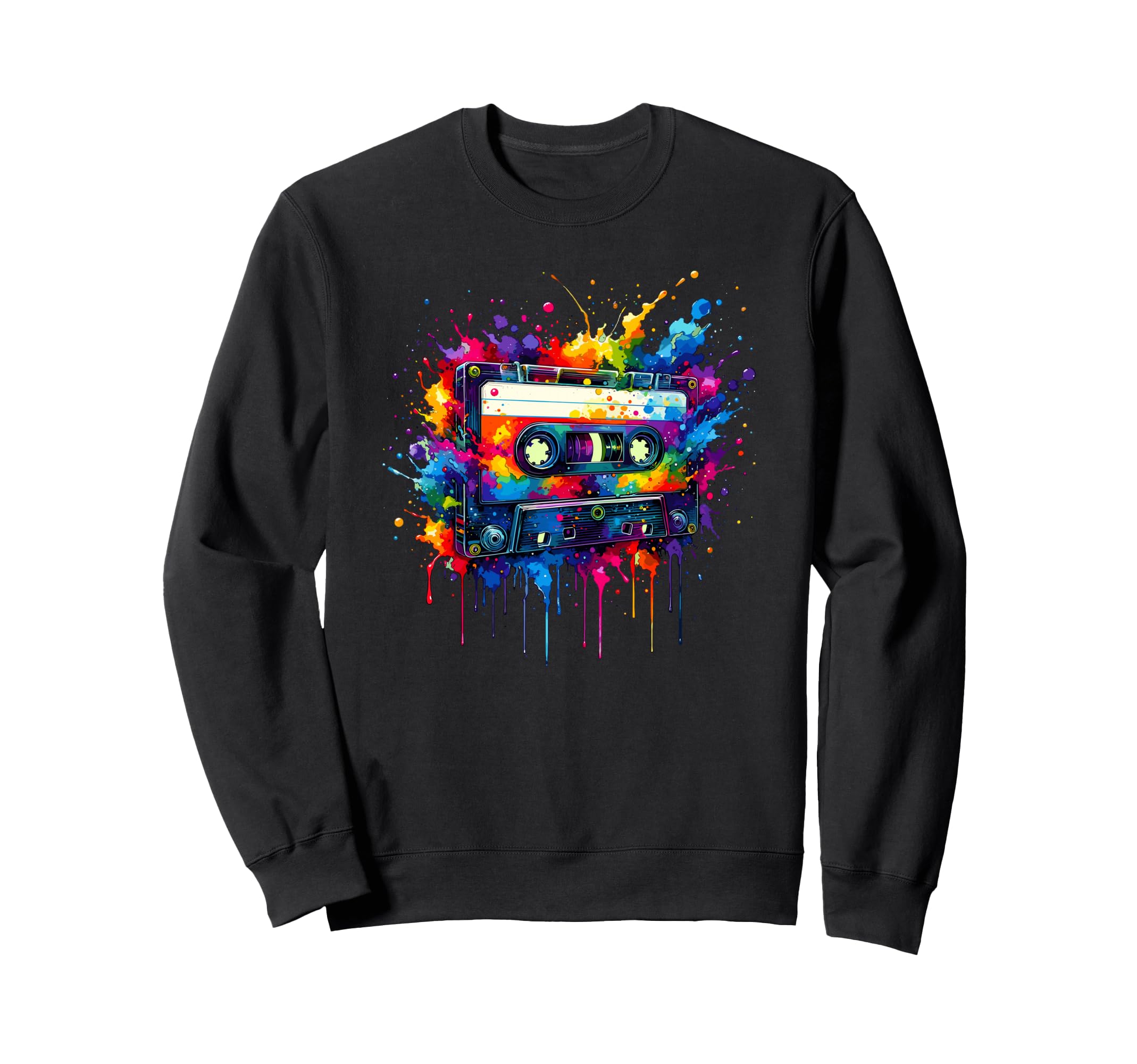 Splash Art Cassette Player Music Sweatshirt - Aesthetic Graphic Unisex - T-Shirt, Sweatshirt, Hoodie