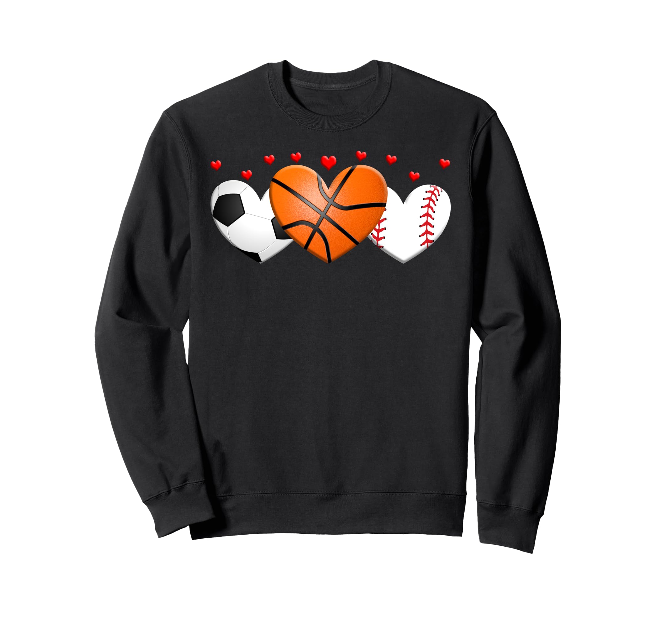 Heart Basketball Soccer Baseball Sweatshirt - Fun Novelty Design Unisex - T-Shirt, Sweatshirt, Hoodie