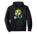 Kawaii Dinosaur Playing Soccer Hoodie - Casual Everyday Wear for Adults - T-Shirt, Sweatshirt, Hoodie