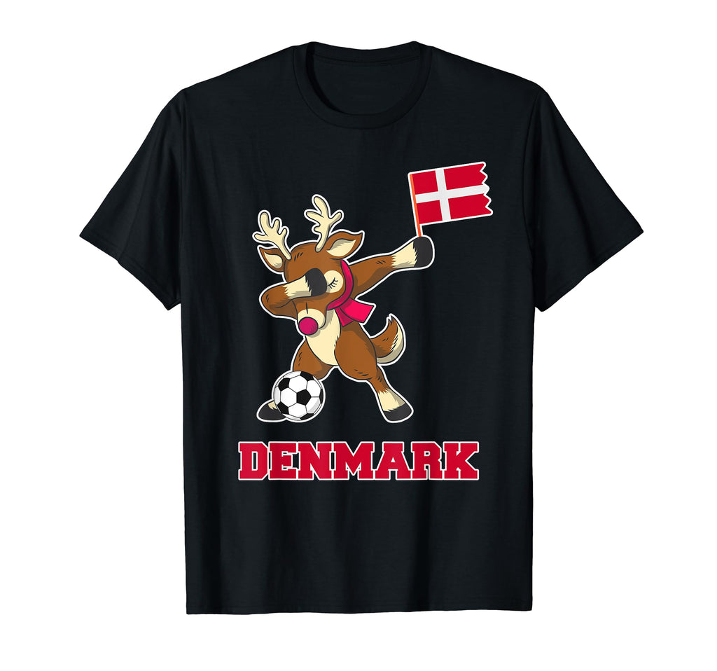 Denmark Soccer Reindeer Danish Flag T-Shirt - Novelty Apparel for Adults - T-Shirt, Sweatshirt, Hoodie