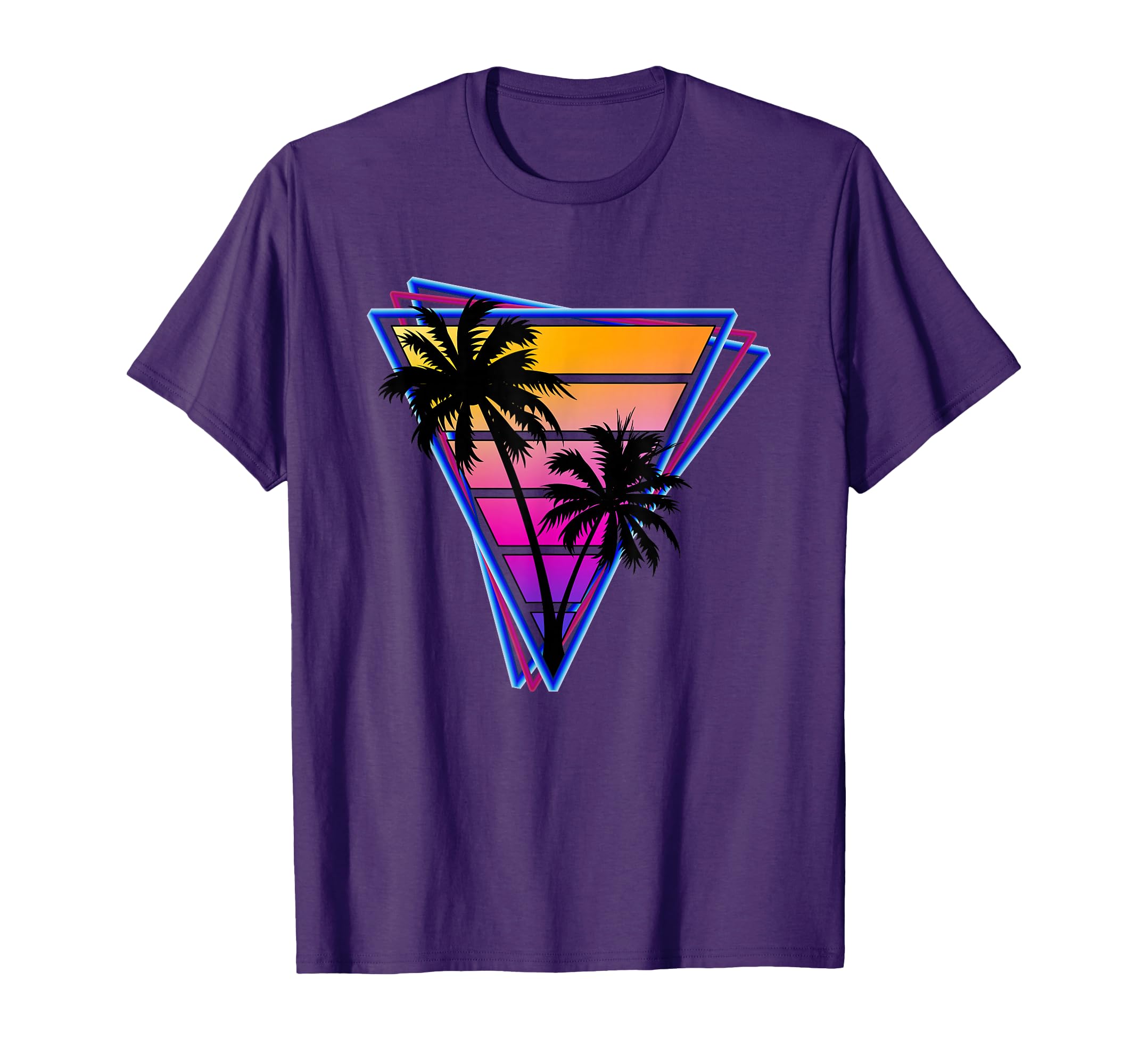 Synthwave Inspired Triangle Sunrise Palm T-Shirt - Unique Graphic Unisex - T-Shirt, Sweatshirt, Hoodie