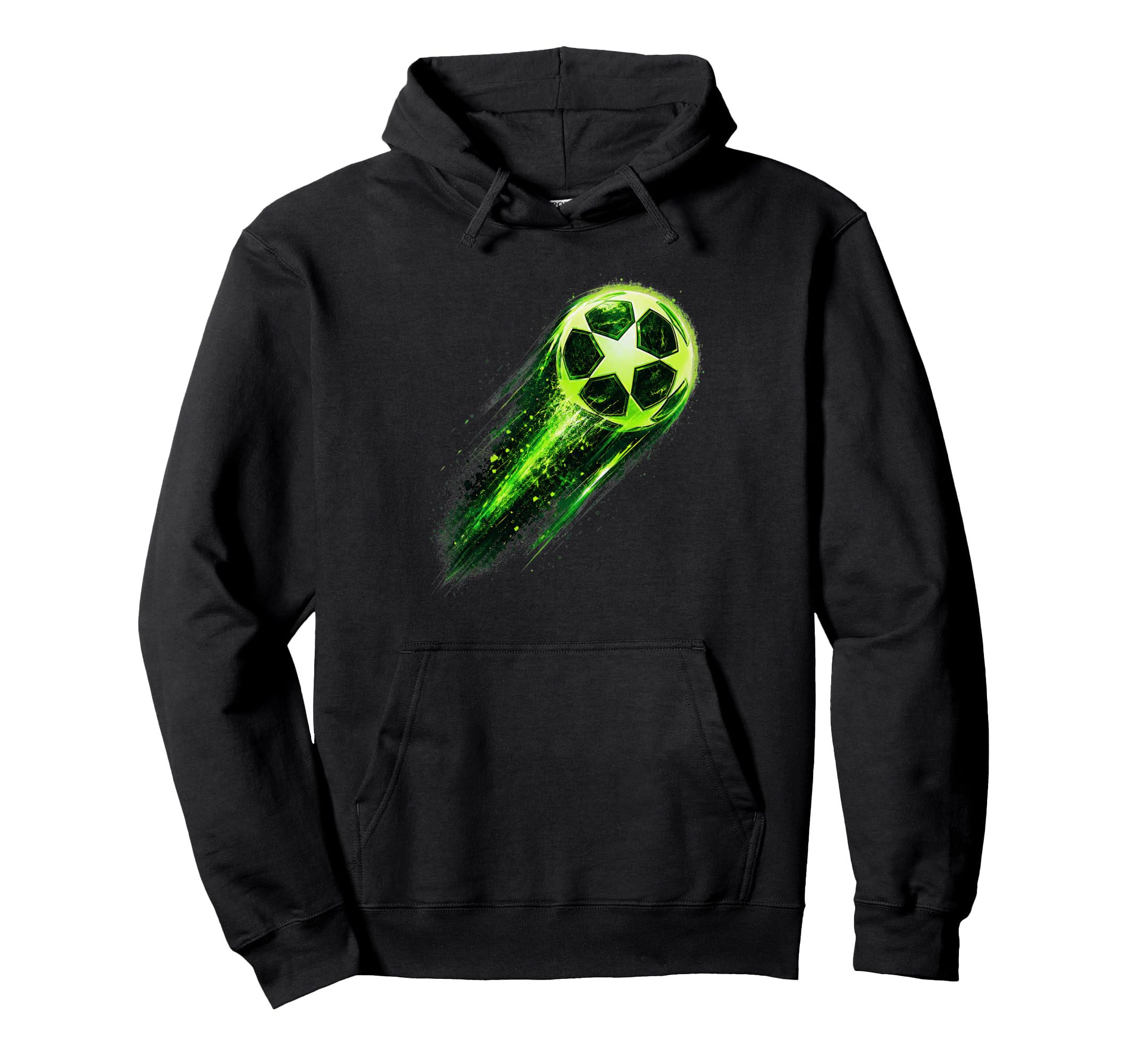 Dynamic Soccer Ball Green Meteor Energy Hoodie - Streetwear Style Unisex - T-Shirt, Sweatshirt, Hoodie