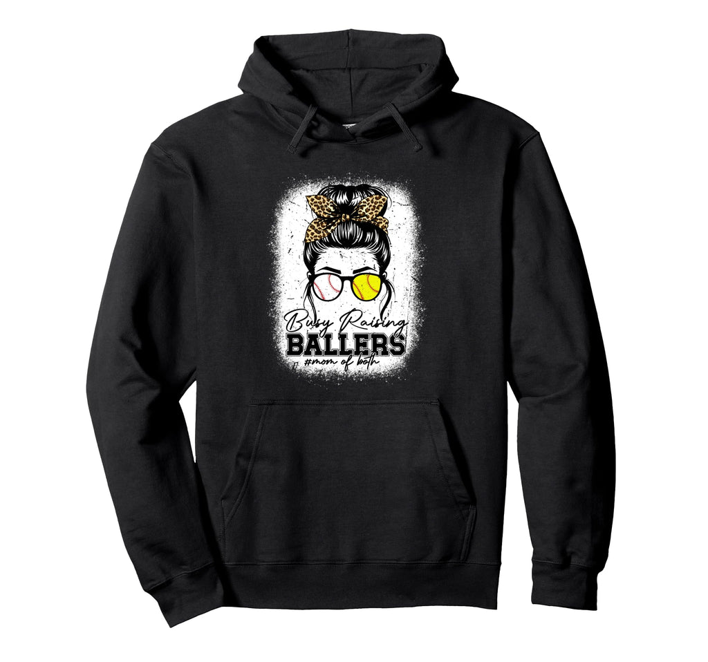 Busy Raising Ballers Baseball Hoodie - Fun Novelty Design for Adults - T-Shirt, Sweatshirt, Hoodie