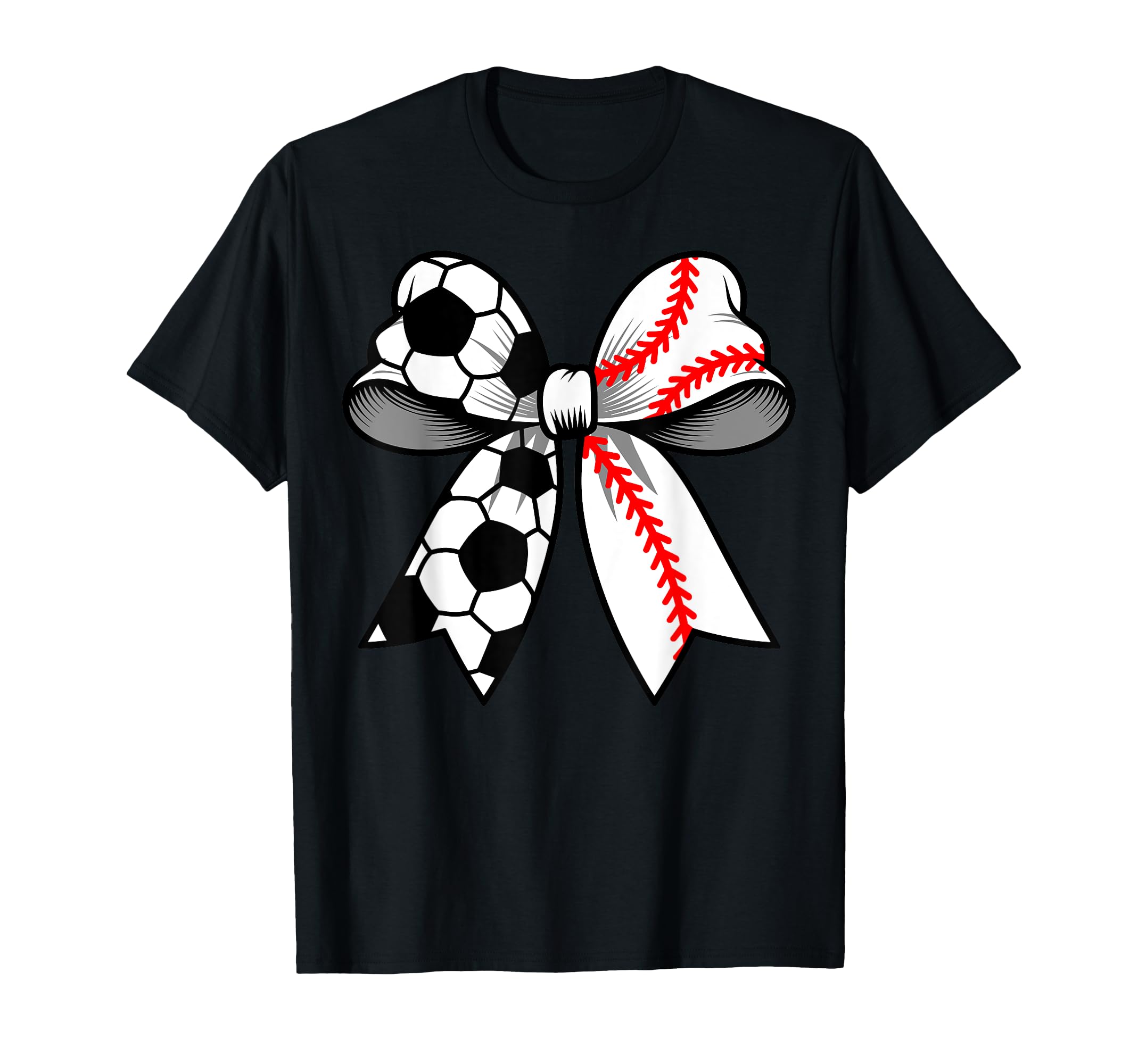 Soccer Baseball Coquette Bow Funny T-Shirt - Minimalist Print Men Women - T-Shirt, Sweatshirt, Hoodie