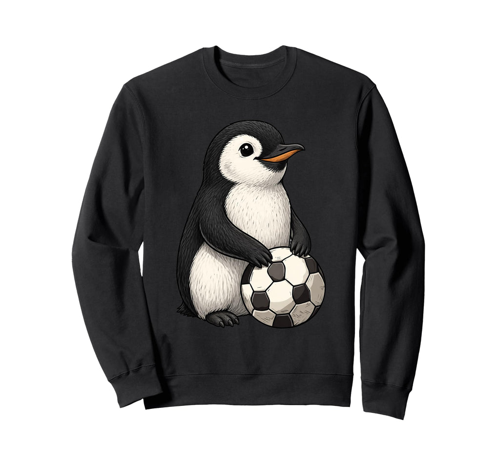 Funny Penguin Soccer Ball Sweatshirt - Minimalist Print Men Women - T-Shirt, Sweatshirt, Hoodie