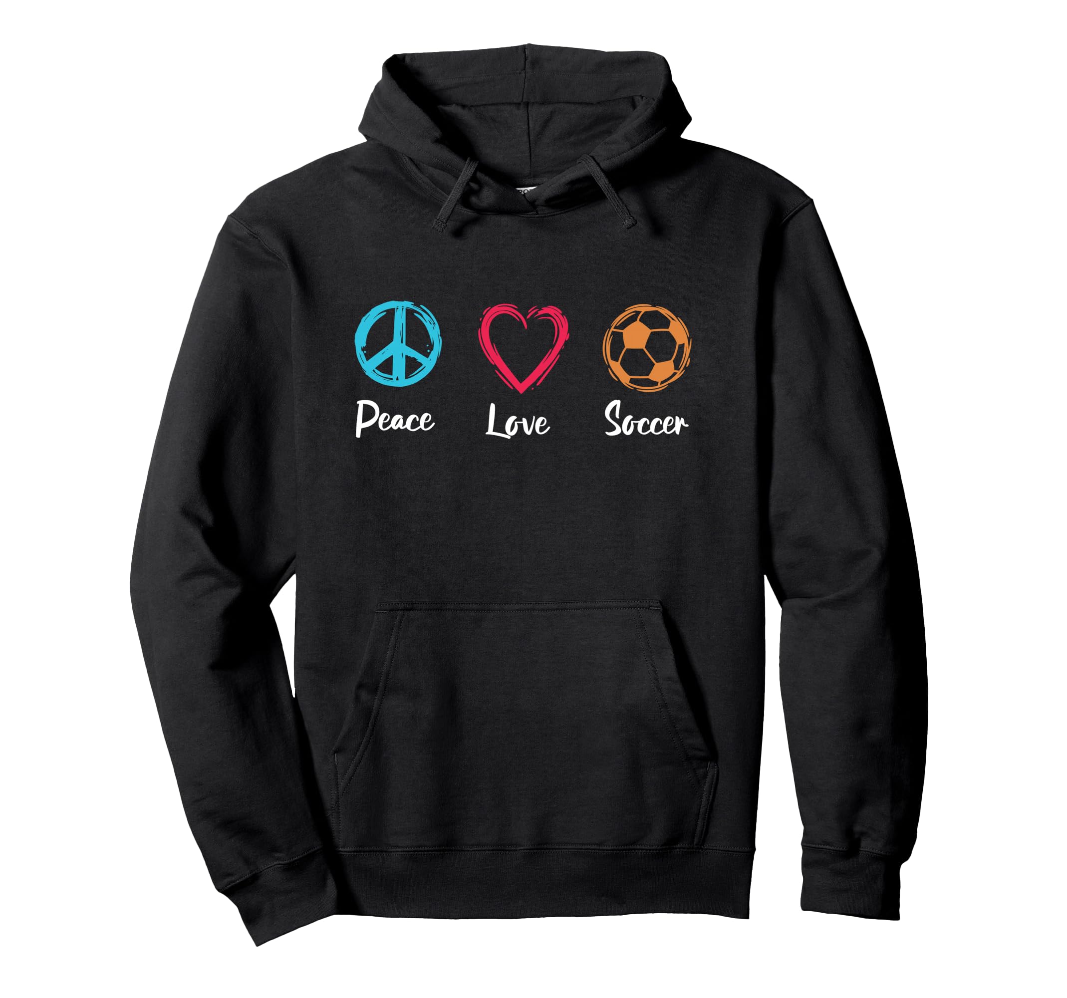 Peace Love Soccer Footballer Football Hoodie - Custom Art Print for Adults - T-Shirt, Sweatshirt, Hoodie