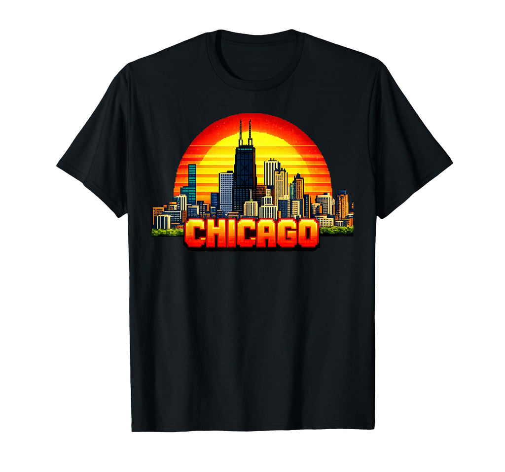 Chicago 8 Bit Video Arcade Gamer Gaming 80S T-Shirt - Graphic Print Unisex - T-Shirt, Sweatshirt, Hoodie