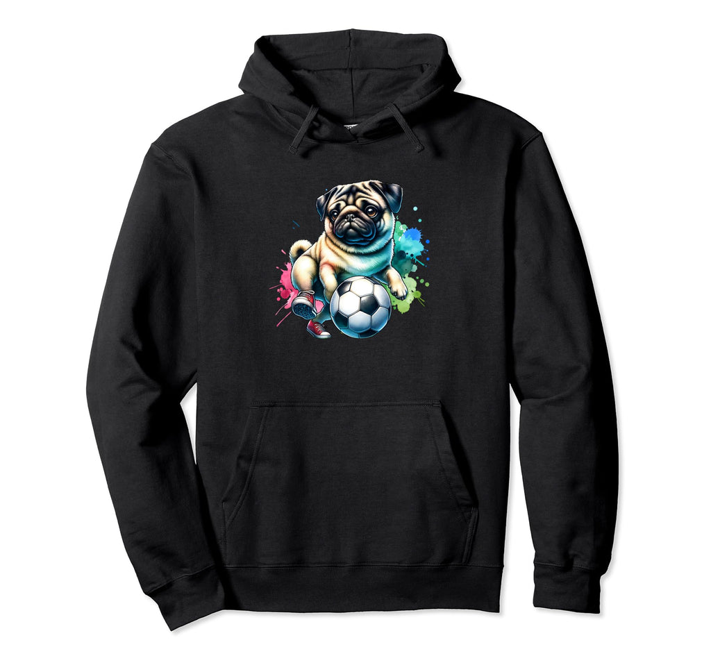 Pug Dog Soccer Champion Fan Ball Hoodie - Fun Novelty Design for Adults - T-Shirt, Sweatshirt, Hoodie