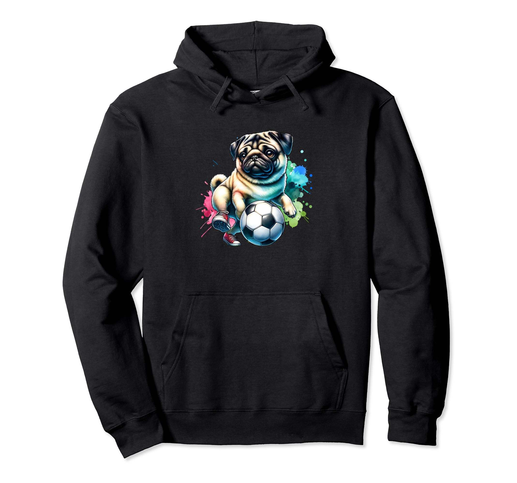 Pug Dog Soccer Champion Fan Ball Hoodie - Fun Novelty Design for Adults - T-Shirt, Sweatshirt, Hoodie