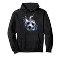 Blue Fire Soccer Ball Liquid Motion Hoodie - Novelty Apparel Unisex - T-Shirt, Sweatshirt, Hoodie