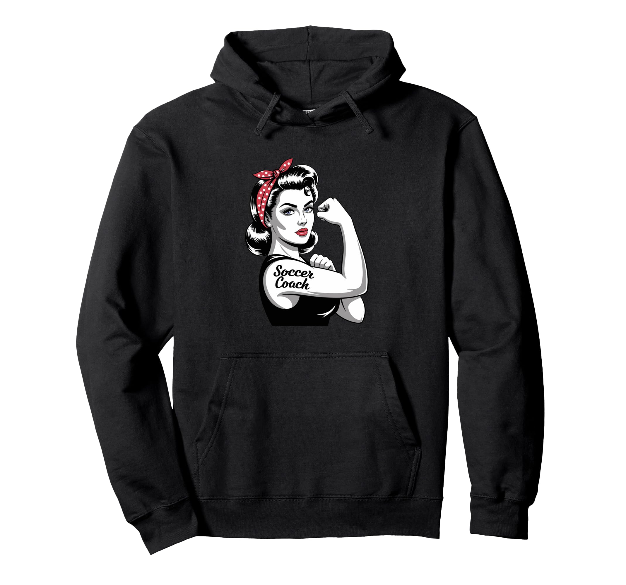 Female Soccer Coach Rosie Riveter Hoodie - Novelty Apparel for Adults - T-Shirt, Sweatshirt, Hoodie
