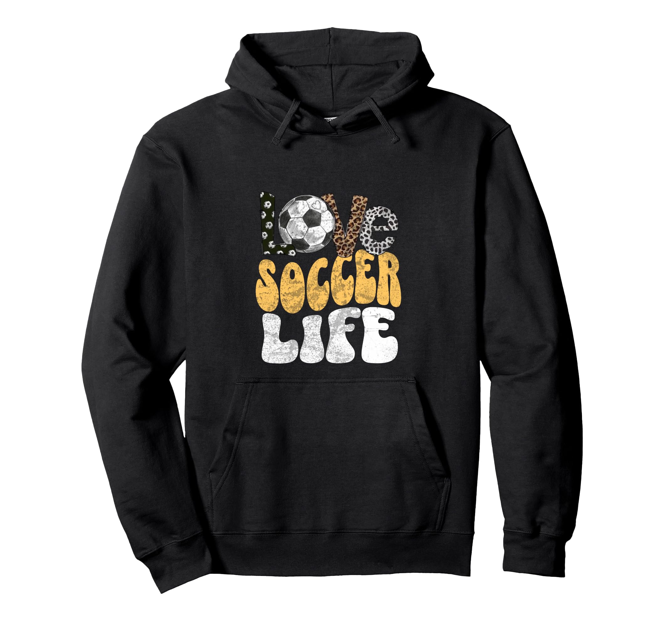 Love Soccer Life Funny Leopard Football Hoodie - Aesthetic Graphic Unisex - T-Shirt, Sweatshirt, Hoodie