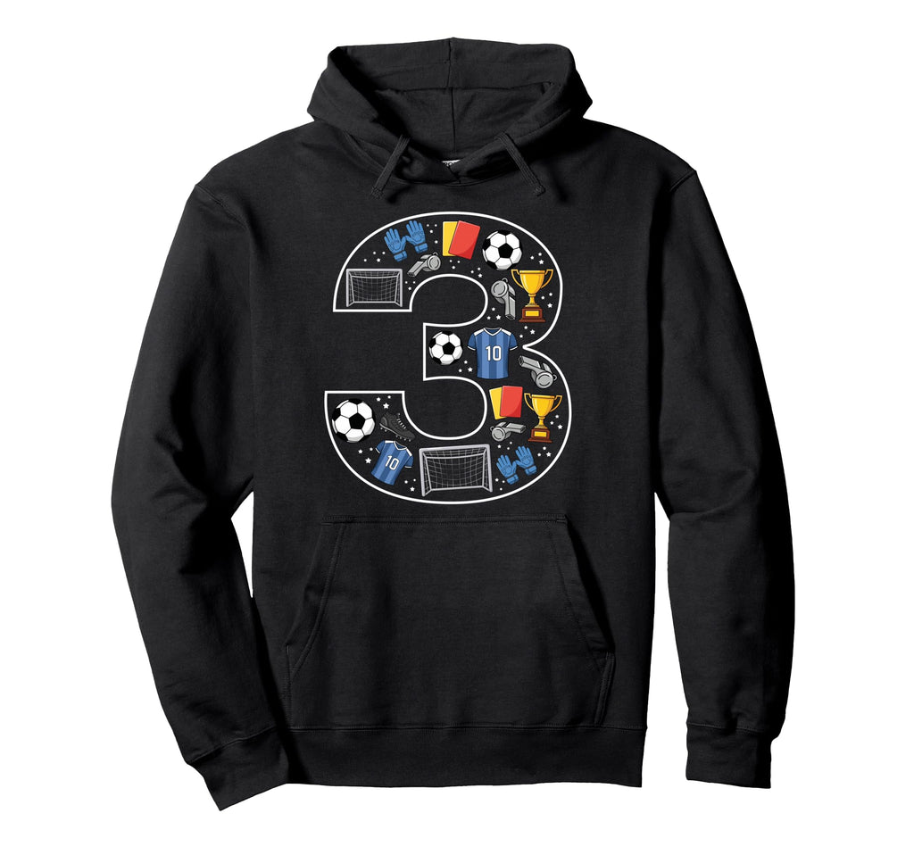 3Rd Birthday 3 Year Old Football Soccer Hoodie - Streetwear Style Unisex - T-Shirt, Sweatshirt, Hoodie