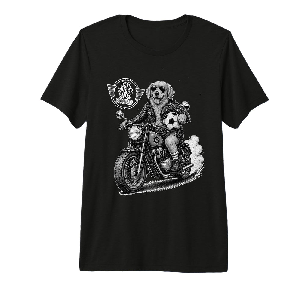 Golden Retriever Motorbike Love T-Shirt - Casual Everyday Wear Unisex - T-Shirt, Sweatshirt, Hoodie
