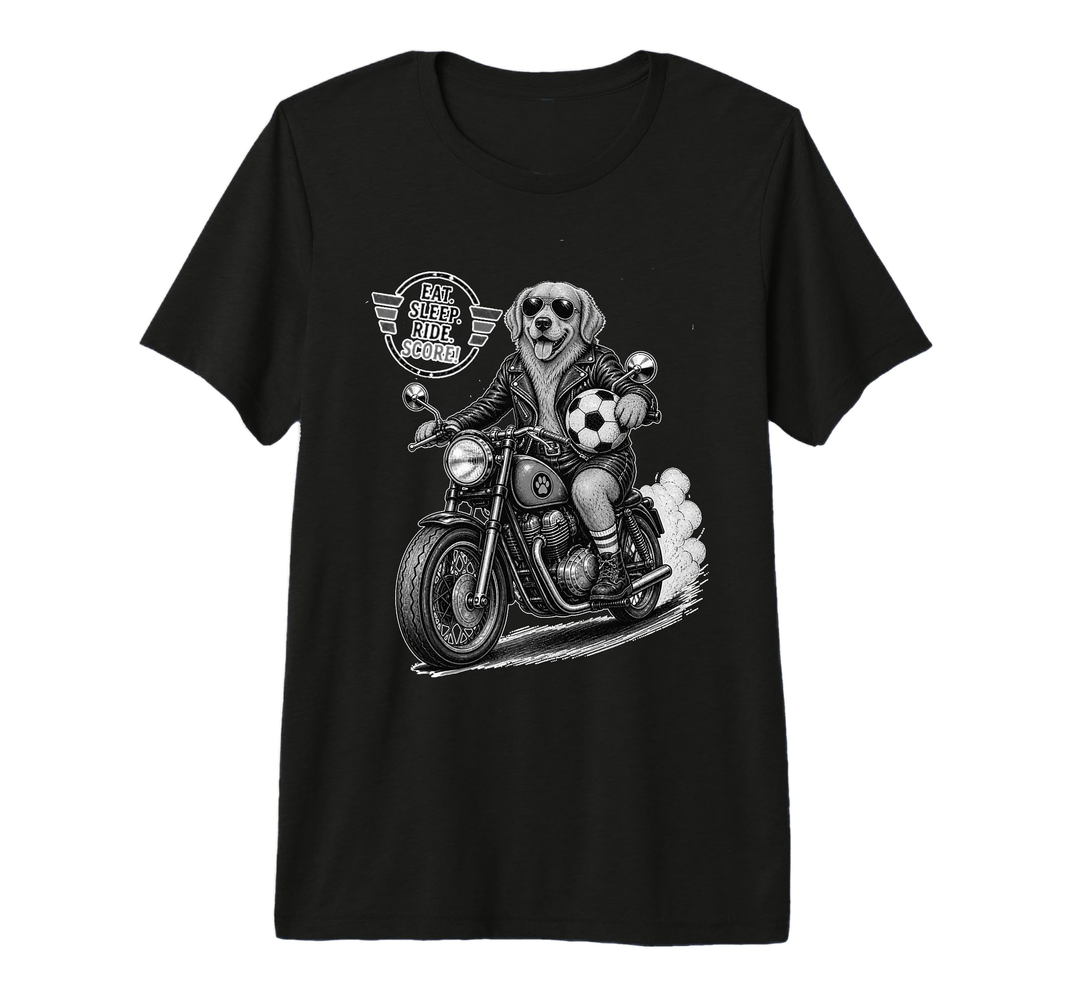 Golden Retriever Motorbike Love T-Shirt - Casual Everyday Wear Unisex - T-Shirt, Sweatshirt, Hoodie
