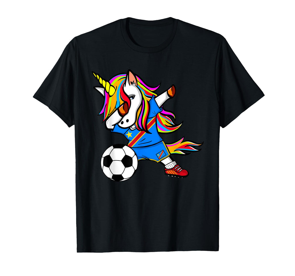 Dabbing Unicorn Dr Congo Football T-Shirt - Graphic Print Men Women - T-Shirt, Sweatshirt, Hoodie