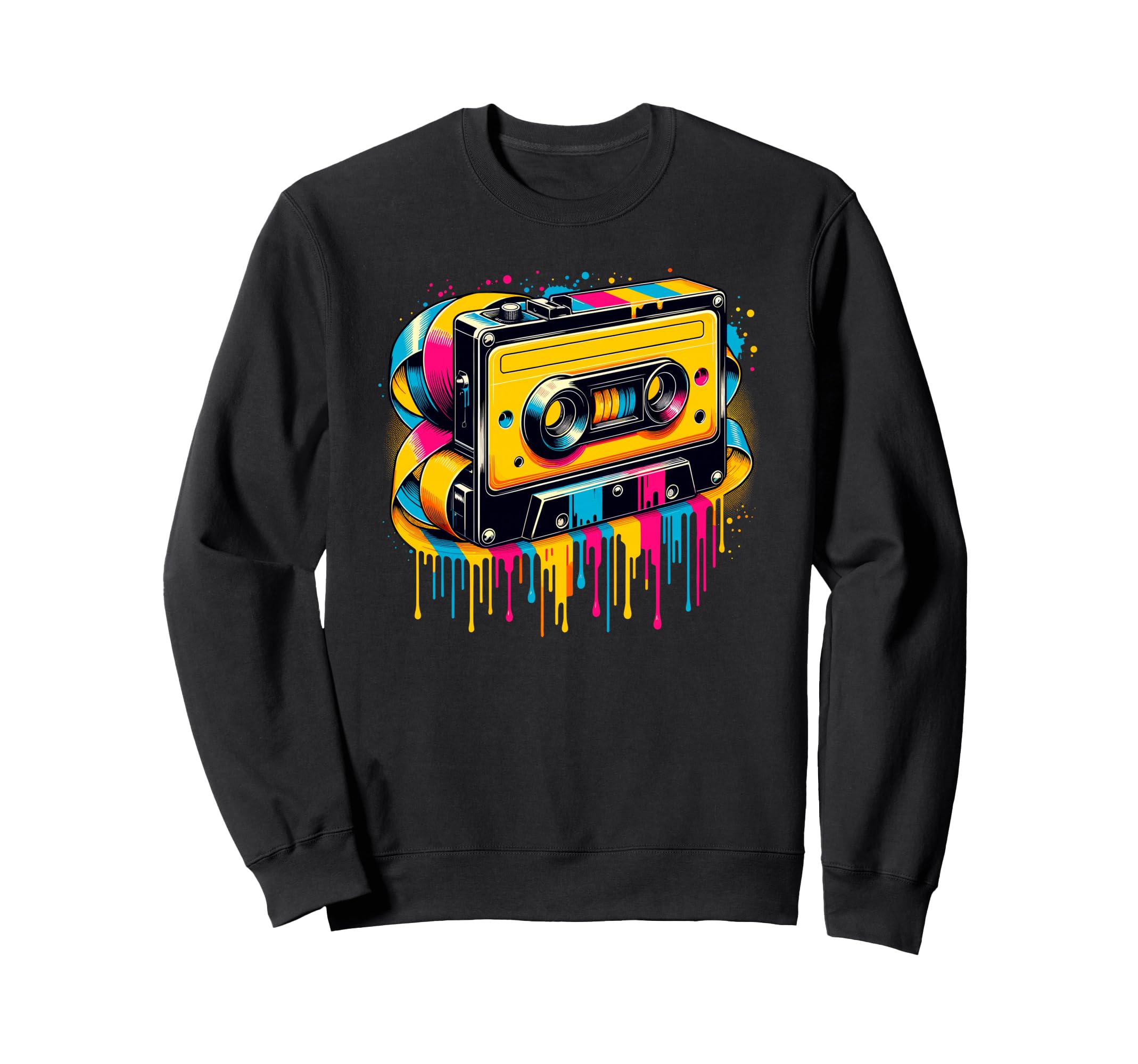 Dripping Paint Art Cassette Player Sweatshirt - Trendy Graphic Men Women - T-Shirt, Sweatshirt, Hoodie
