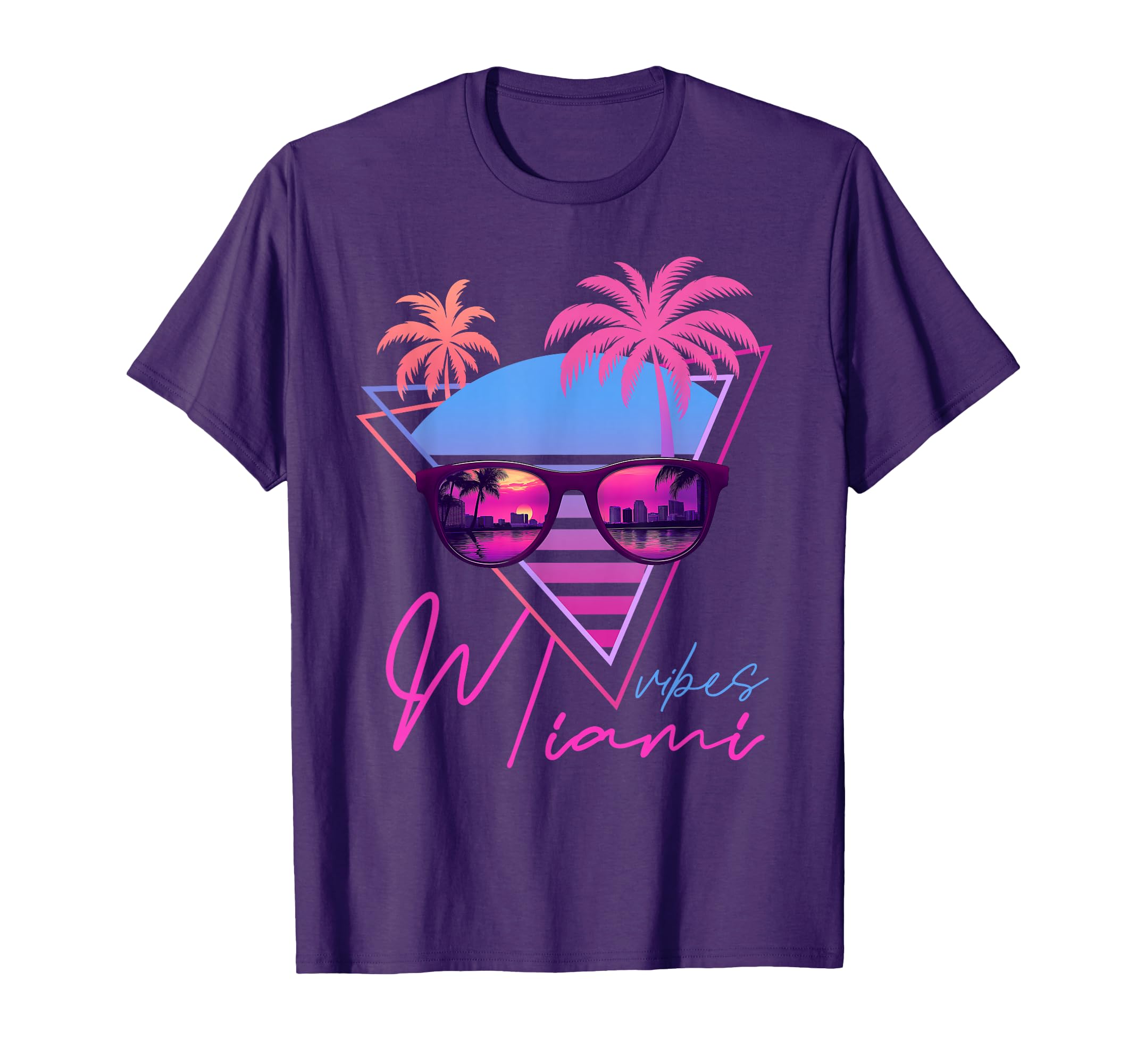 Retrowave Sunset Palm Trees Miami T-Shirt - Unique Graphic for Adults - T-Shirt, Sweatshirt, Hoodie