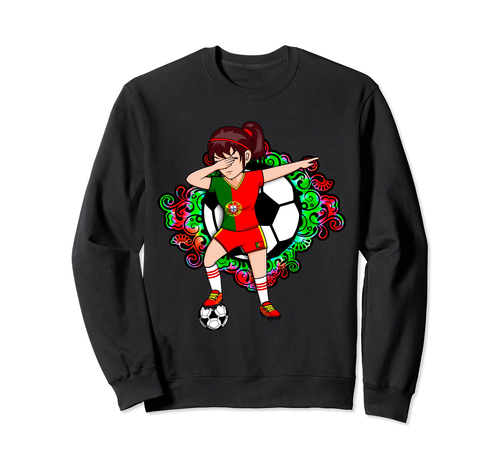 Dabbing Soccer Portugal Jersey Floral Sweatshirt - Minimalist Print Unisex - T-Shirt, Sweatshirt, Hoodie