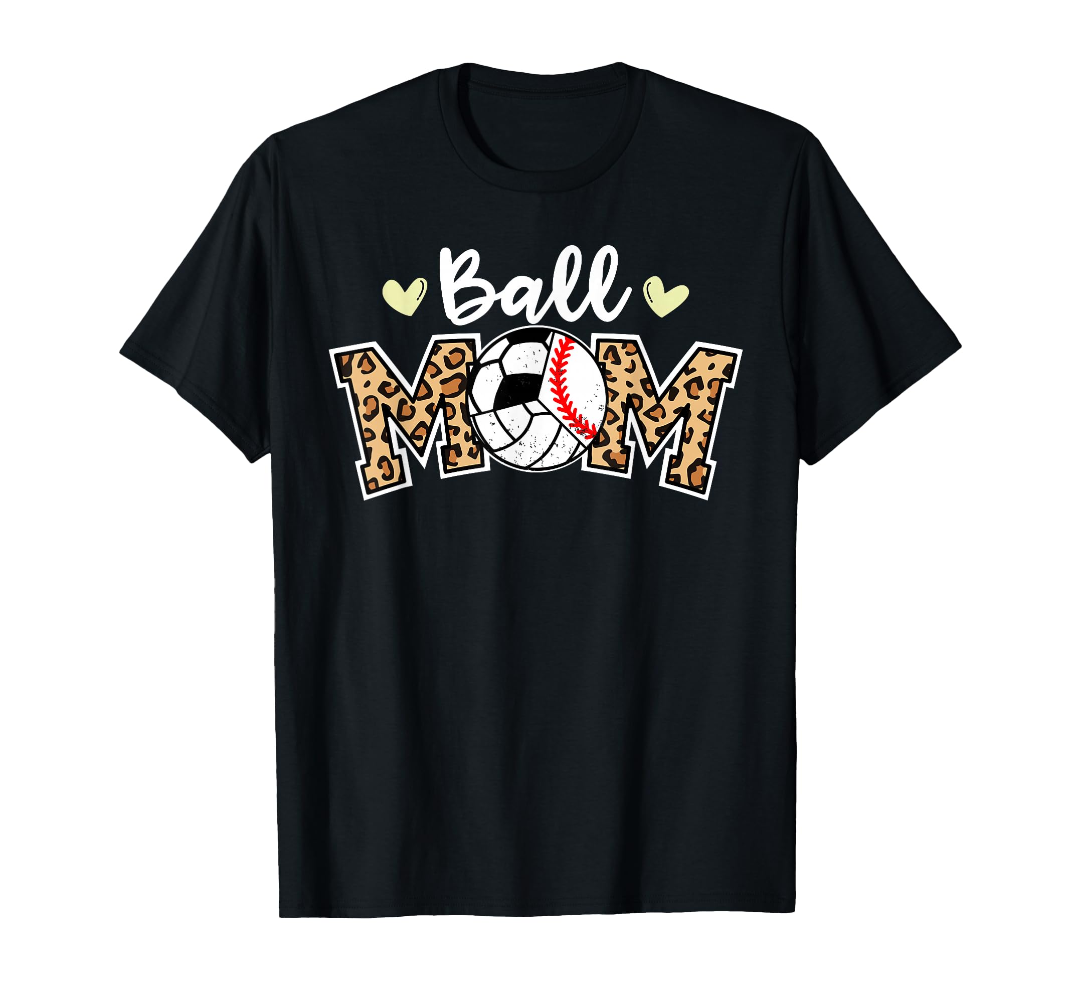Ball Mom Leopard Baseball Volleyball T-Shirt - Trendy Graphic Men Women - T-Shirt, Sweatshirt, Hoodie