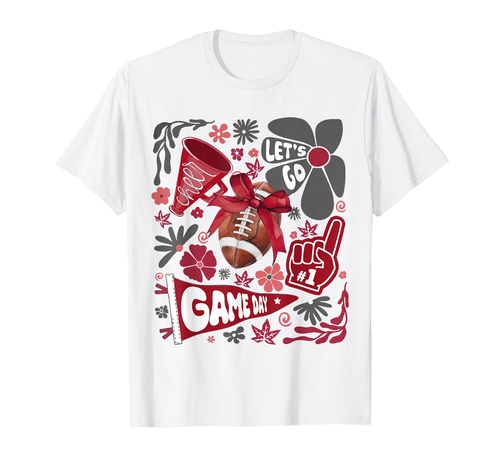 Red Black Cheerleader Game Day Football T-Shirt - Unique Graphic Unisex - T-Shirt, Sweatshirt, Hoodie