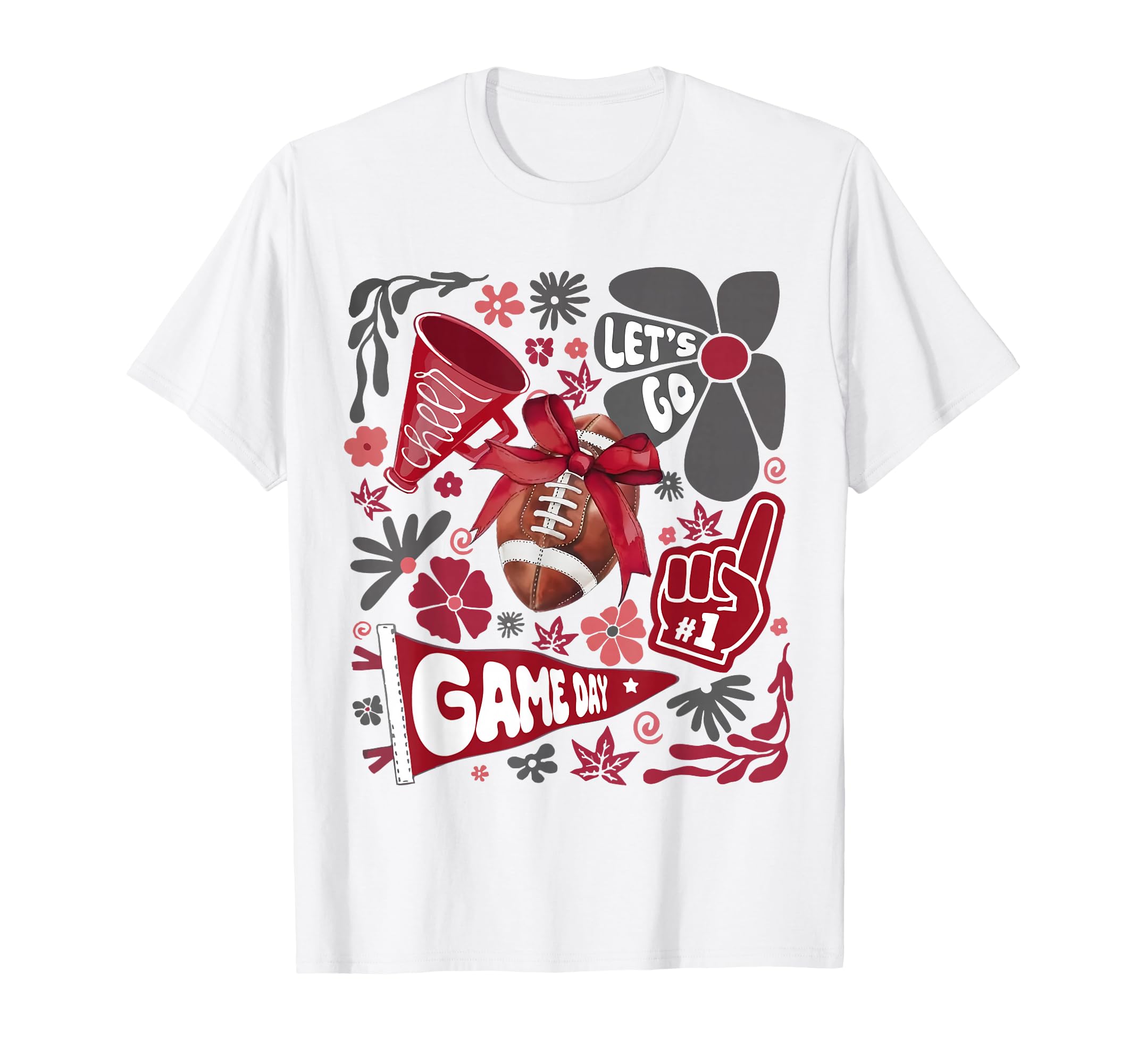 Red Black Cheerleader Game Day Football T-Shirt - Unique Graphic Unisex - T-Shirt, Sweatshirt, Hoodie