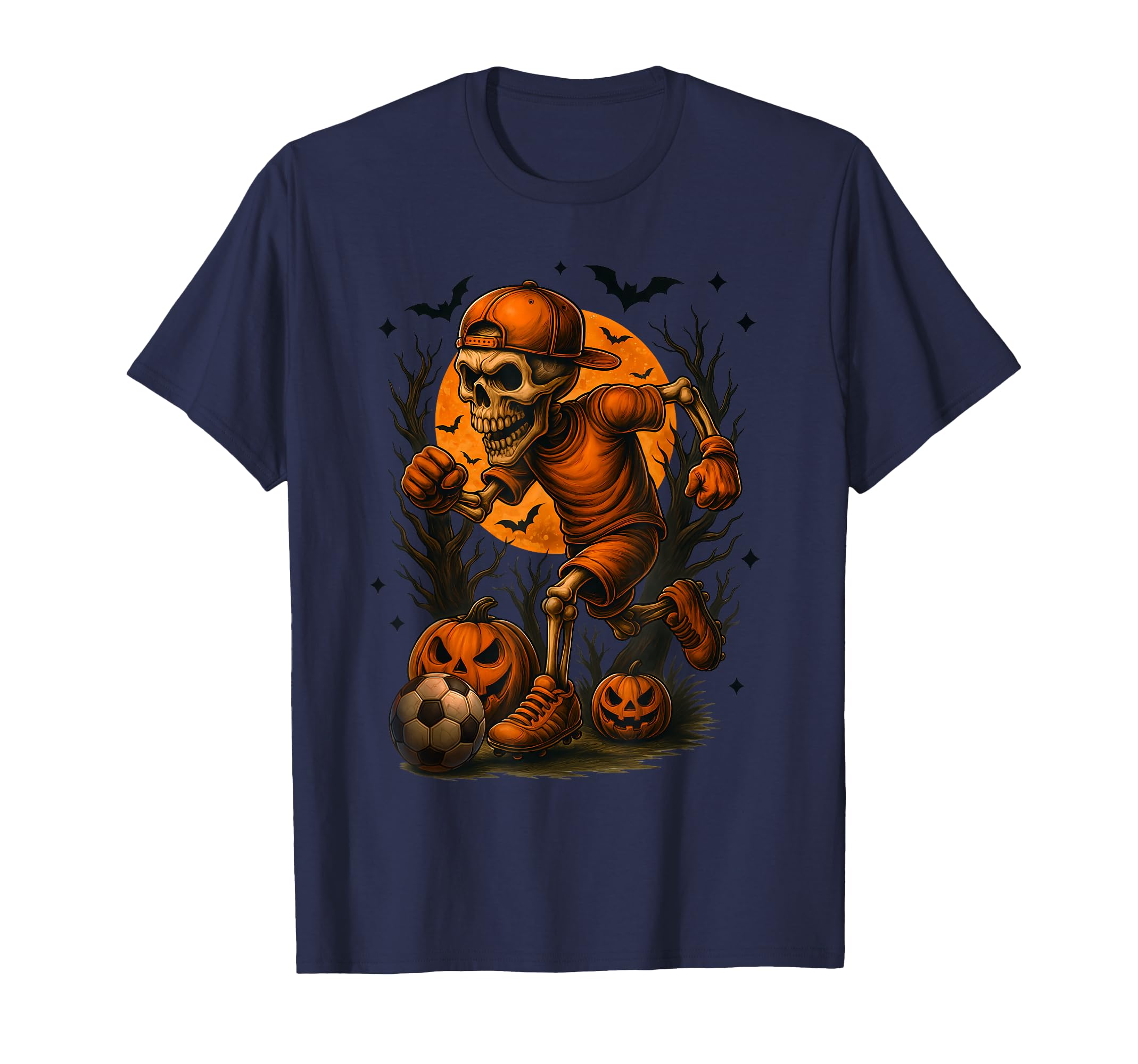 Halloween Skeleton Playing Soccer T-Shirt - Minimalist Print Unisex - T-Shirt, Sweatshirt, Hoodie