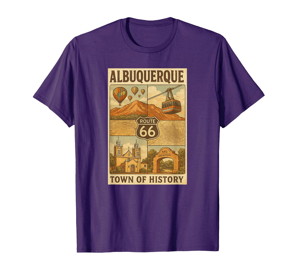 Albuquerque 66 Town History Hot Air T-Shirt - Fun Novelty Design Men Women - T-Shirt, Sweatshirt, Hoodie