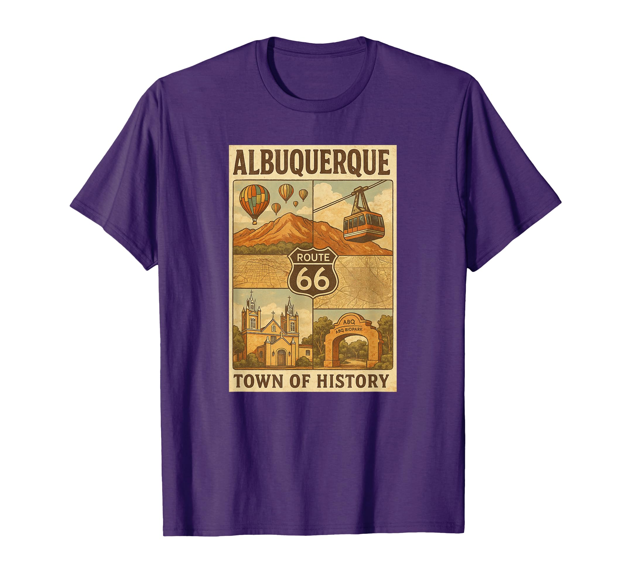 Albuquerque 66 Town History Hot Air T-Shirt - Fun Novelty Design Men Women - T-Shirt, Sweatshirt, Hoodie