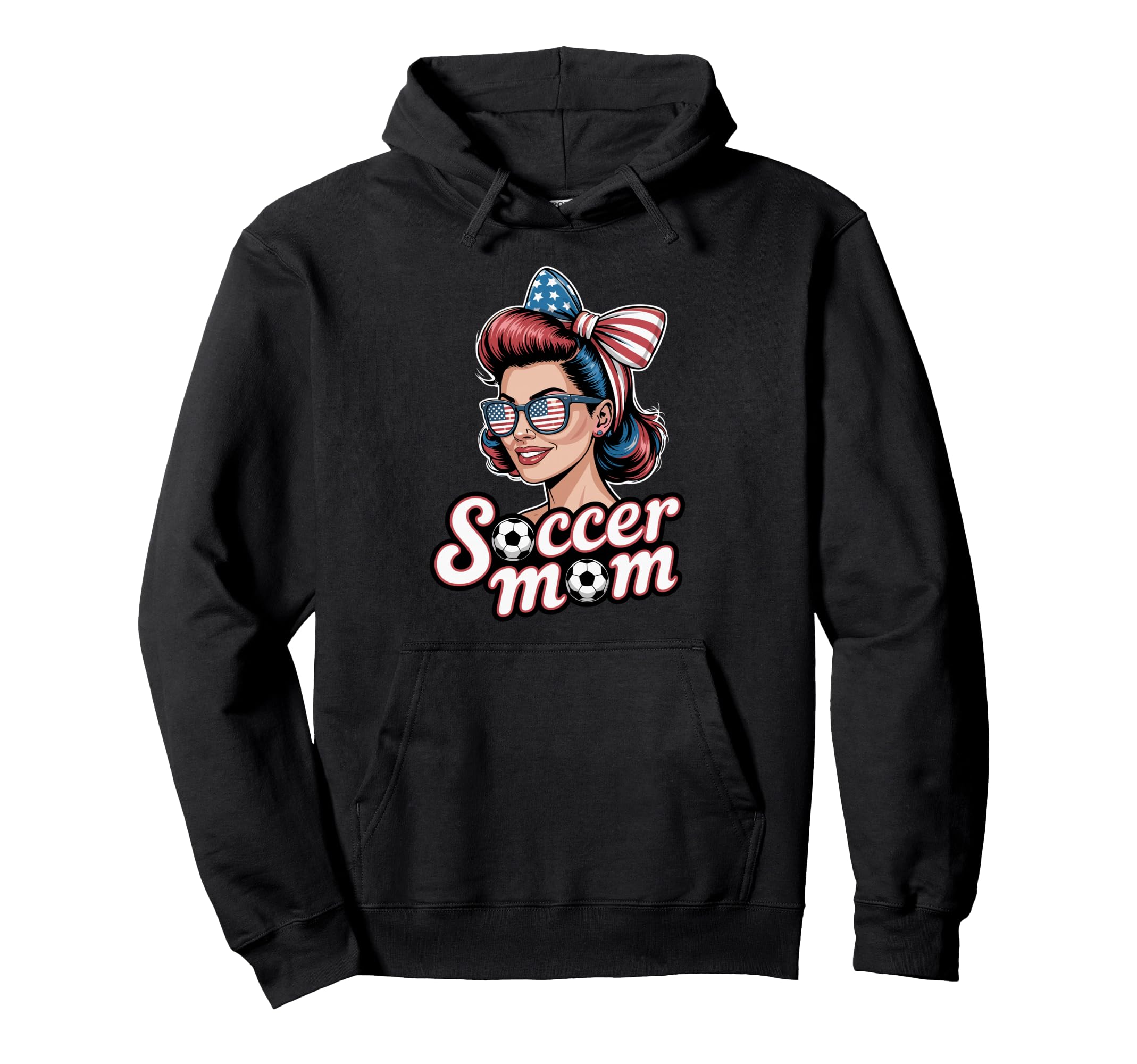 Patriotic Soccer Mom American Flag Hoodie - Unique Graphic for Adults - T-Shirt, Sweatshirt, Hoodie
