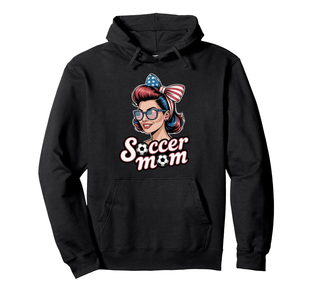 Patriotic Soccer Mom American Flag Hoodie - Casual Everyday Wear Men Women - T-Shirt, Sweatshirt, Hoodie