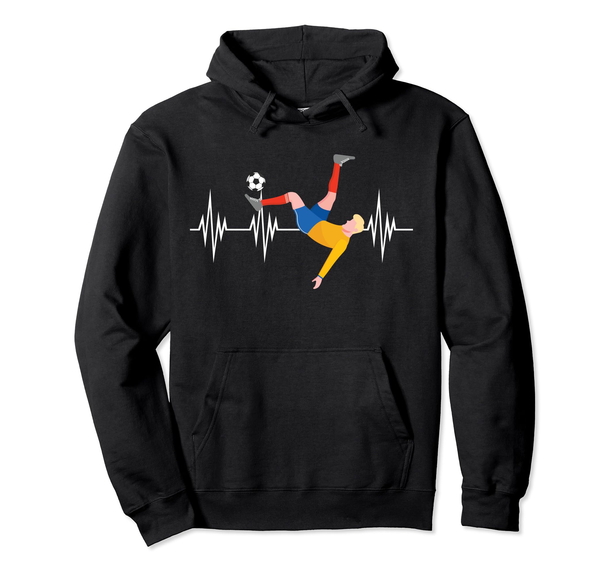 Soccer Heartbeat Football Player Hoodie - Casual Everyday Wear for Adults - T-Shirt, Sweatshirt, Hoodie