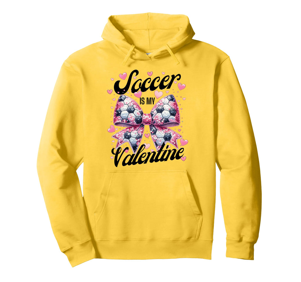 Soccer Is My Valentine Coquette Bow Hoodie - Custom Art Print Men Women - T-Shirt, Sweatshirt, Hoodie