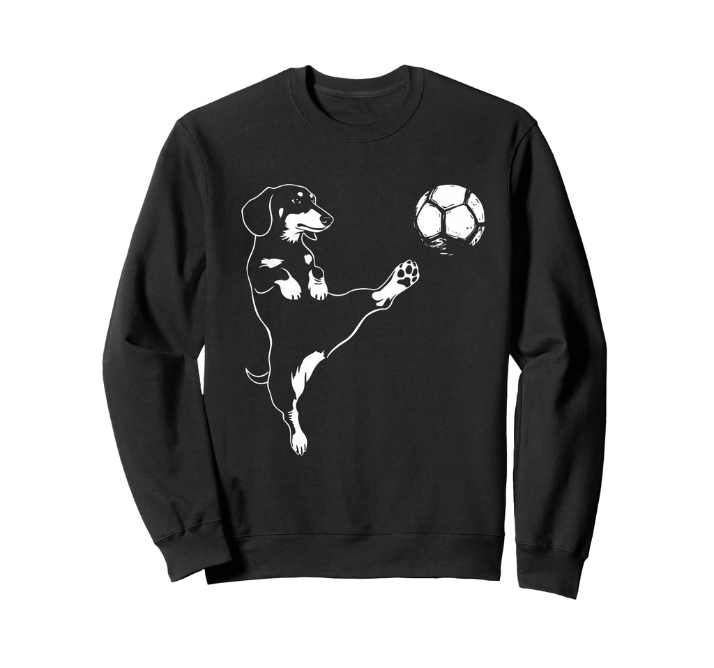 Dachshund Soccer Dog Kicking Ball Funny Sweatshirt - Trendy Graphic Unisex - T-Shirt, Sweatshirt, Hoodie