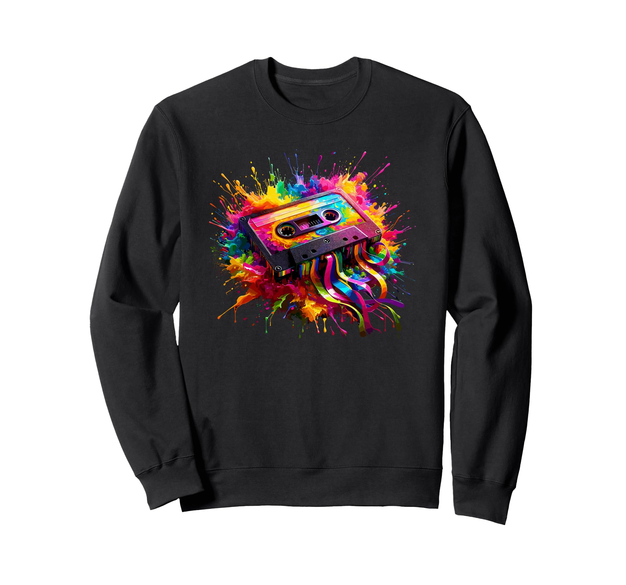 Splash Art Cassette Player Music Sweatshirt - Minimalist Print Men Women - T-Shirt, Sweatshirt, Hoodie