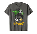 Futbol Messy Bun Brazilians Brazil Flag T-Shirt - Unique Graphic Unisex - T-Shirt, Sweatshirt, Hoodie
