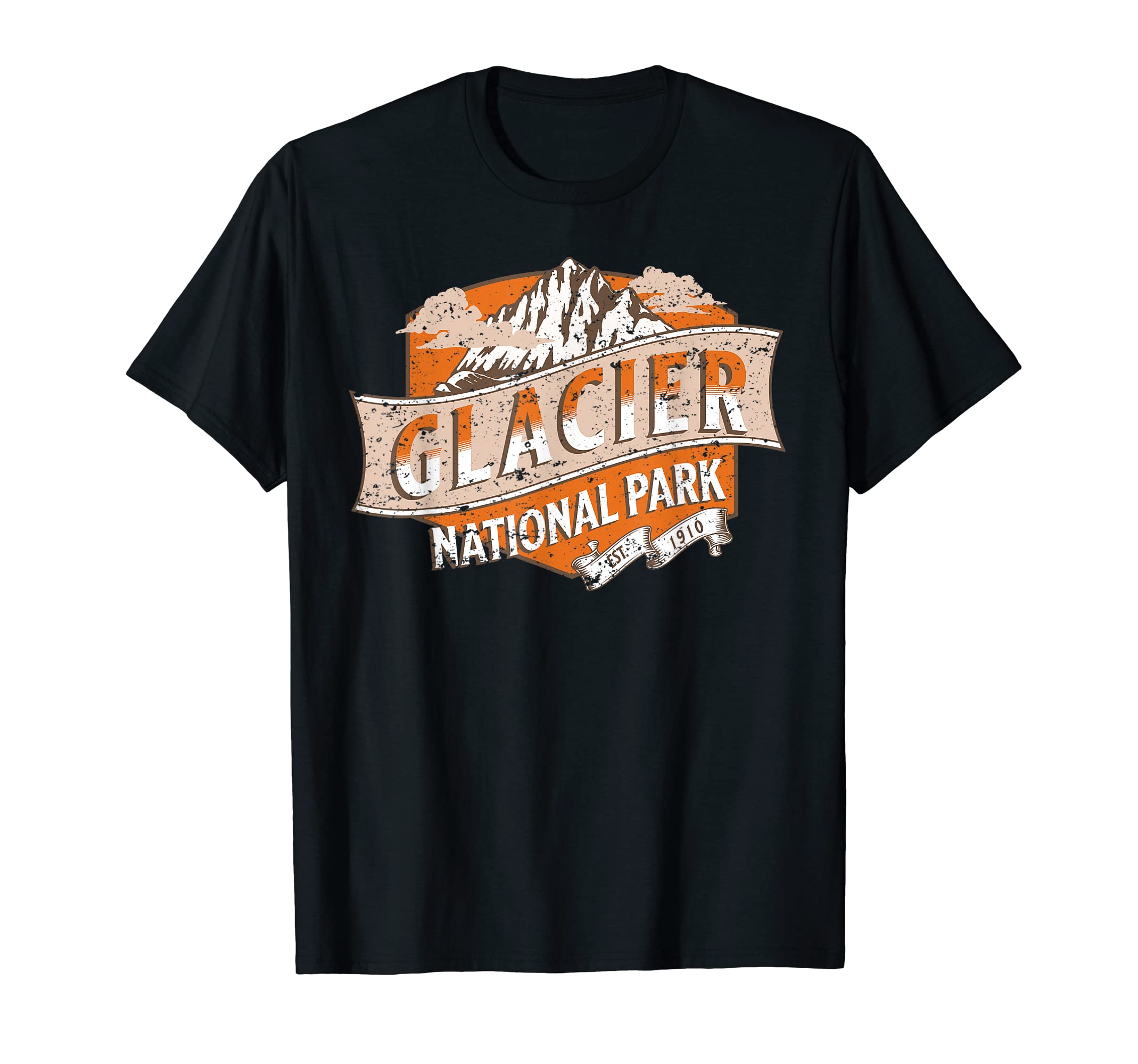Glacier National Park Montana Distressed T-Shirt - Custom Art Print Unisex - T-Shirt, Sweatshirt, Hoodie