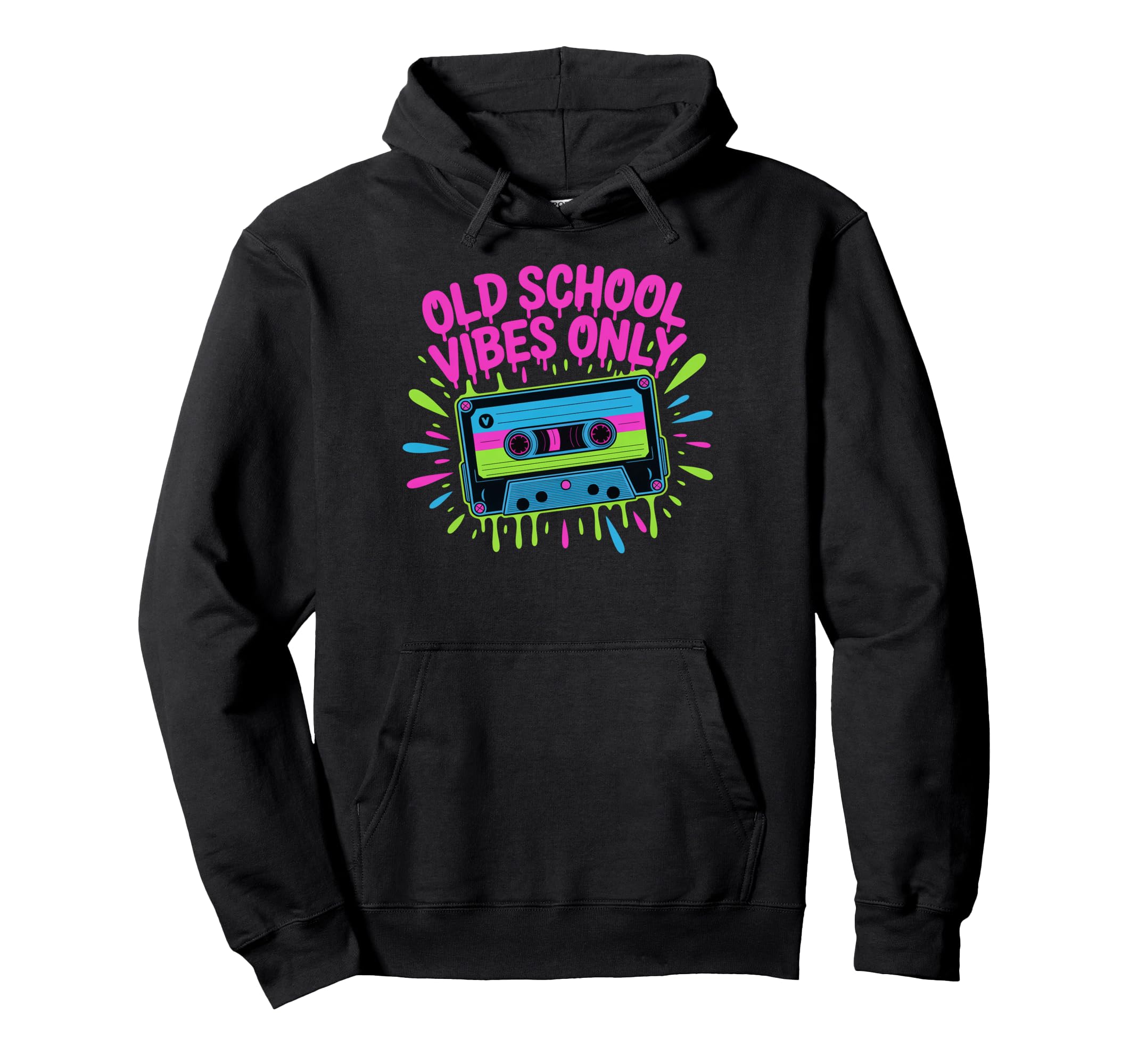 Old School Vibes Cassette Tape Hoodie - Fun Novelty Design Men Women - T-Shirt, Sweatshirt, Hoodie